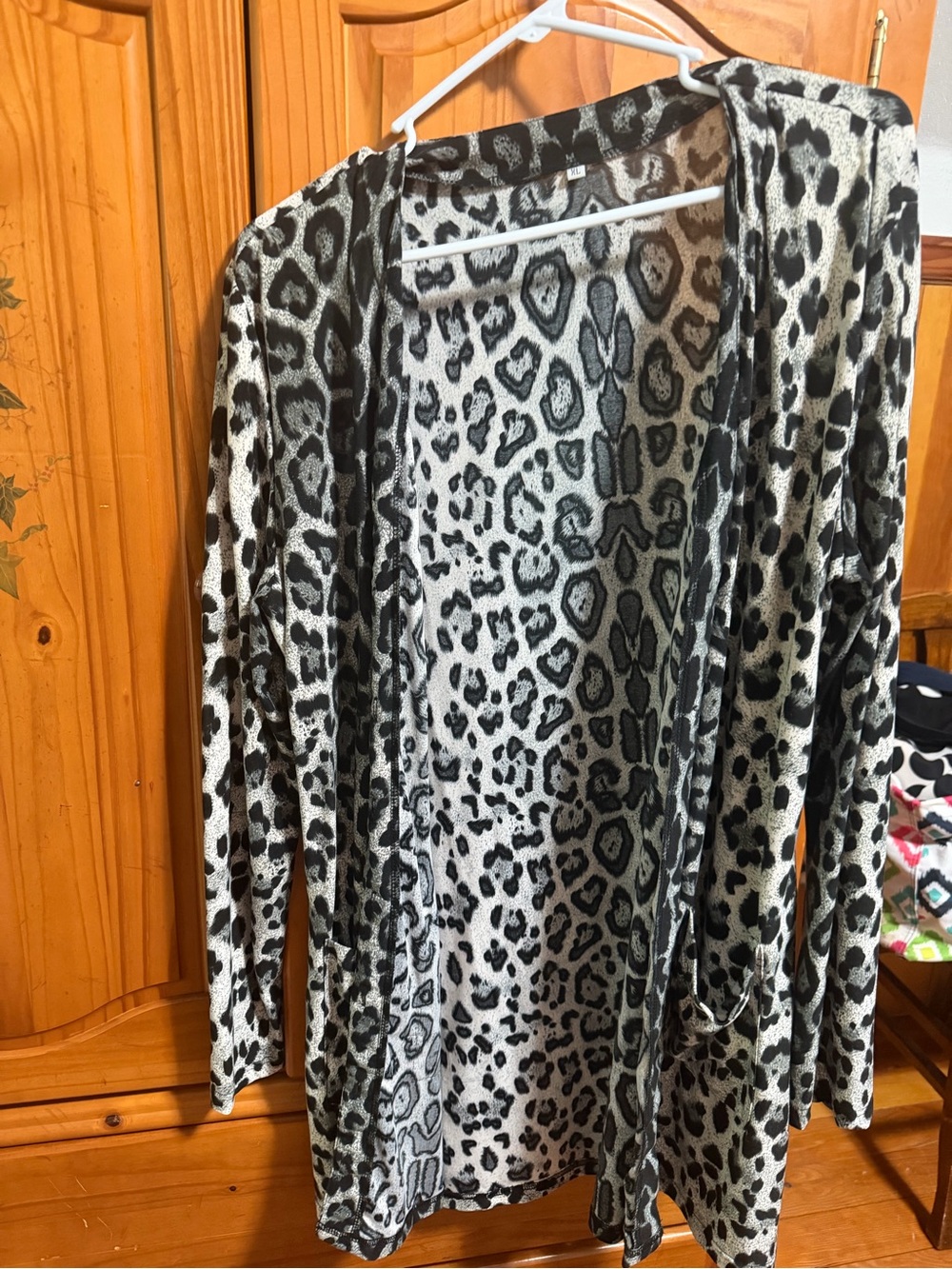 Animal Print Open Front Cardigan - Black & White